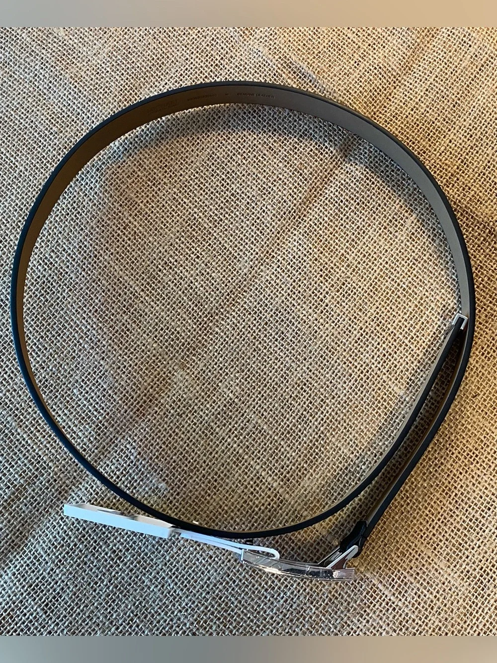 Michael Kors Black Leather Belt with Silver Buckle